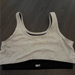 Set Women's Gray and Black Sports Bra NWOT